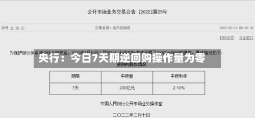 央行：今日7天期逆回购操作量为零-第3张图片