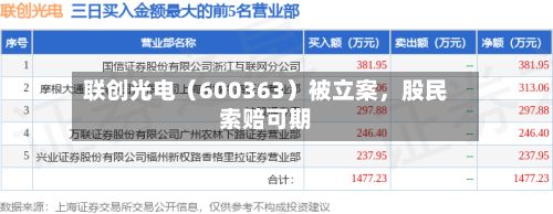 联创光电（600363）被立案，股民索赔可期-第3张图片