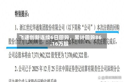 飞速创新连续6日回购	，累计回购86.16万股-第2张图片