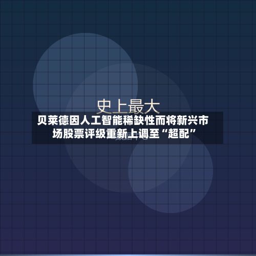 贝莱德因人工智能稀缺性而将新兴市场股票评级重新上调至“超配”