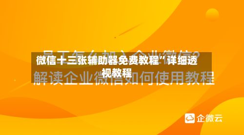 微信十三张辅助器免费教程”详细透视教程