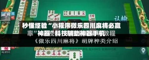 秒懂经验“小程序微乐四川麻将必赢神器”科技辅助神器手机-第3张图片