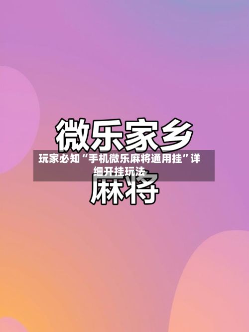 玩家必知“手机微乐麻将通用挂	”详细开挂玩法-第3张图片