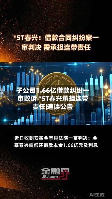 子公司1.66亿借款纠纷一审败诉 *ST春兴承担连带责任|速读公告-第3张图片