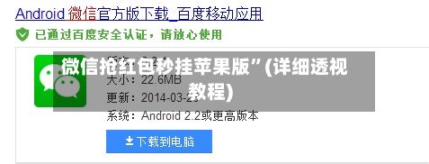 微信抢红包秒挂苹果版”(详细透视教程)
