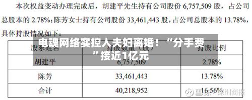 电魂网络实控人夫妇离婚！“分手费	”接近1亿元-第2张图片