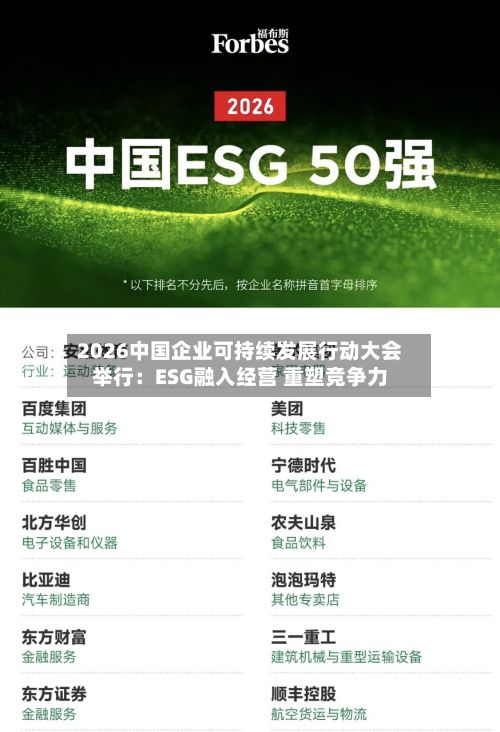 2026中国企业可持续发展行动大会举行：ESG融入经营 重塑竞争力-第2张图片
