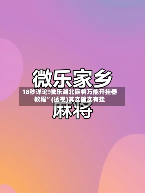 18秒详论!微乐湖北麻将万能开挂器教程”(透视)其实确实有挂-第2张图片