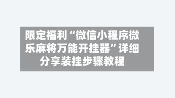 限定福利“微信小程序微乐麻将万能开挂器	”详细分享装挂步骤教程-第2张图片