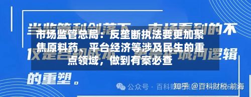 市场监管总局：反垄断执法要更加聚焦原料药、平台经济等涉及民生的重点领域	，做到有案必查-第3张图片