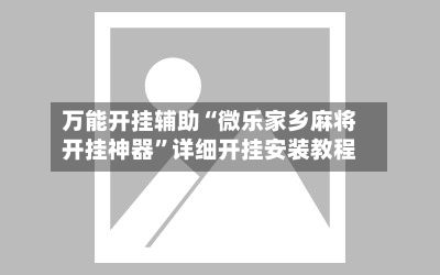 万能开挂辅助“微乐家乡麻将开挂神器”详细开挂安装教程-第3张图片