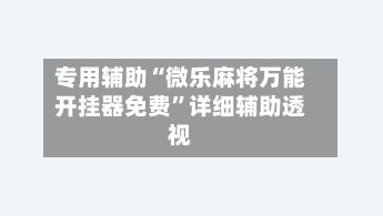 专用辅助“微乐麻将万能开挂器免费	”详细辅助透视-第2张图片