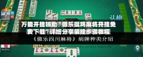 万能开挂辅助“微乐捉鸡麻将开挂免费下载”详细分享装挂步骤教程-第3张图片