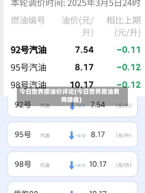 今日世界原油价评论(今日世界原油费用暗盘)