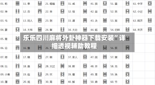 乐乐四川麻将外卦神器下载安装	”详细透视辅助教程-第3张图片