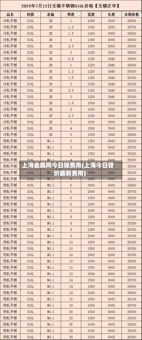 上海金属网今日镍费用(上海今日镍价最新费用)