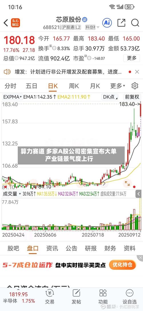 算力赛道 多家A股公司密集宣布大单 产业链景气度上行
