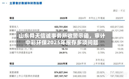 山东舜天信诚事务所收警示函，审计中彩环保2025年报存多项问题-第1张图片