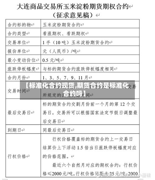 【标准化合约现货,期货合约是标准化合约吗】-第2张图片