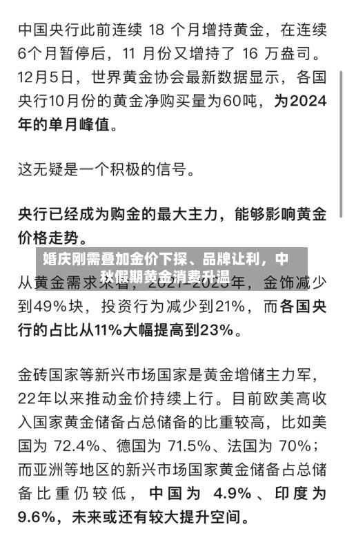 婚庆刚需叠加金价下探	、品牌让利，中秋假期黄金消费升温-第2张图片