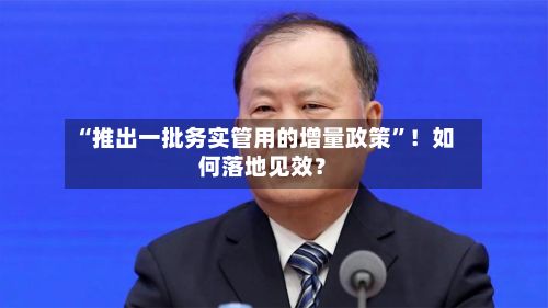 “推出一批务实管用的增量政策”！如何落地见效？