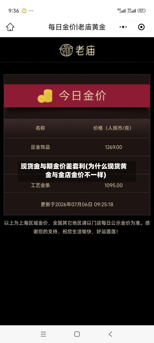 现货金与期金价差套利(为什么现货黄金与金店金价不一样)-第2张图片