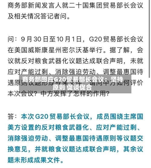 商务部回应G20贸易部长会议:坚持原则 促谈促合-第2张图片