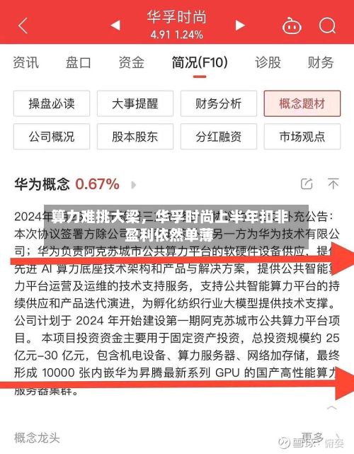 算力难挑大梁	，华孚时尚上半年扣非盈利依然单薄-第2张图片