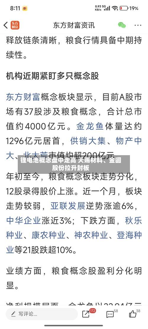 锂电池概念盘中走高 天赐材料、金圆股份拉升封板-第2张图片