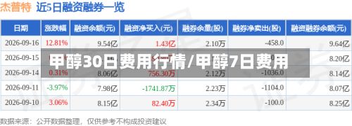 甲醇30日费用行情/甲醇7日费用-第2张图片