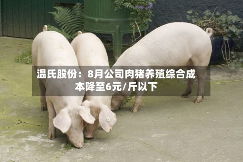 温氏股份：8月公司肉猪养殖综合成本降至6元/斤以下-第2张图片