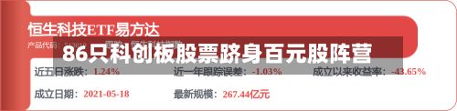 86只科创板股票跻身百元股阵营