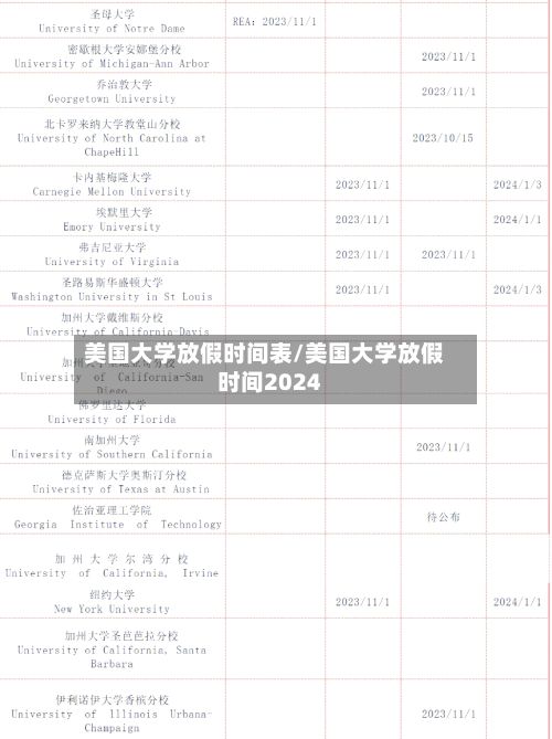 美国大学放假时间表/美国大学放假时间2024-第2张图片