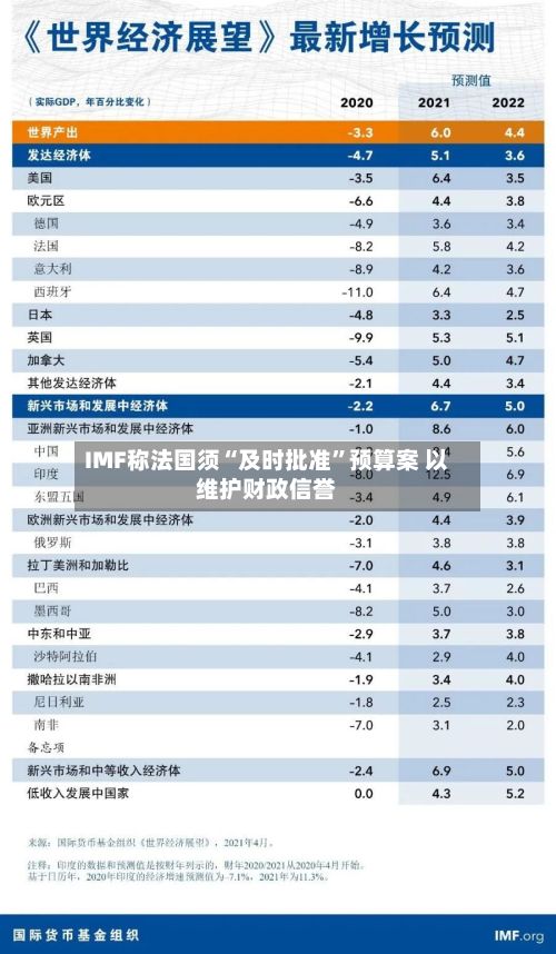 IMF称法国须“及时批准”预算案 以维护财政信誉