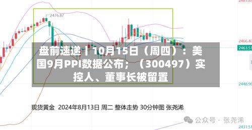 盘前速递丨10月15日（周四）：美国9月PPI数据公布；（300497）实控人、董事长被留置