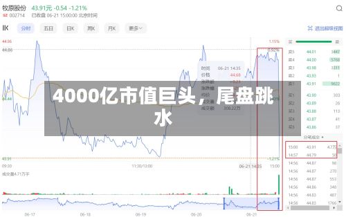 4000亿市值巨头，尾盘跳水