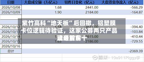 紫竹高科“地天板”后回撤，铝塑膜卡位逻辑待验证	，这家公募两只产品现身前前十流通股东-第1张图片