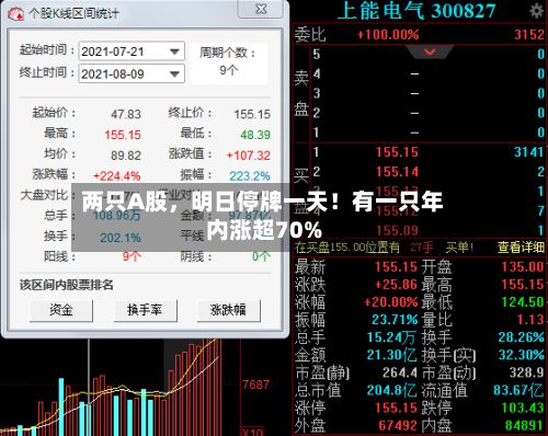 两只A股，明日停牌一天！有一只年内涨超70%
