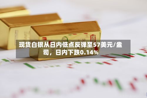 现货白银从日内低点反弹至57美元/盎司，日内下跌0.14%