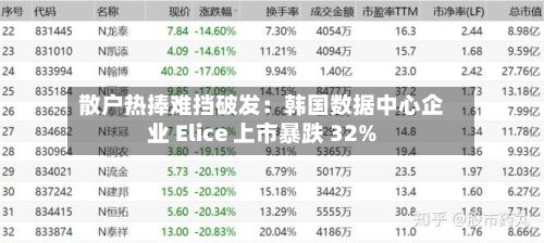 散户热捧难挡破发：韩国数据中心企业 Elice 上市暴跌 32%-第3张图片