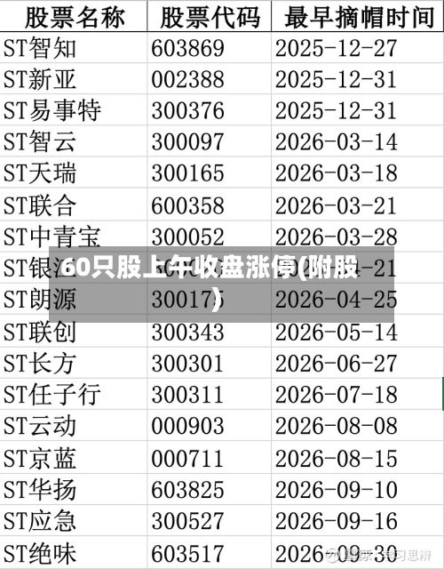60只股上午收盘涨停(附股)-第3张图片