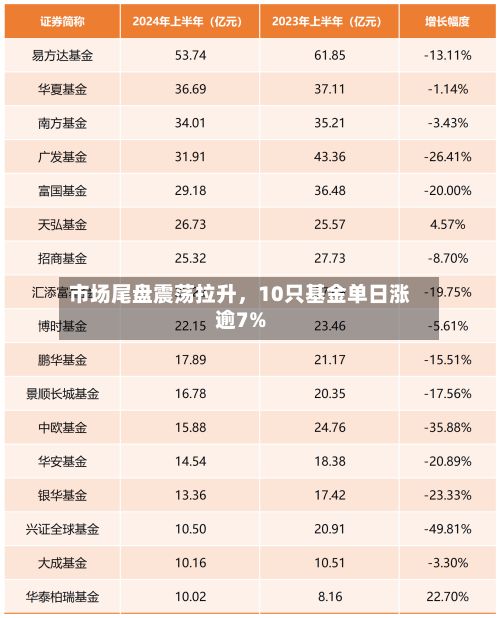 市场尾盘震荡拉升，10只基金单日涨逾7%-第2张图片