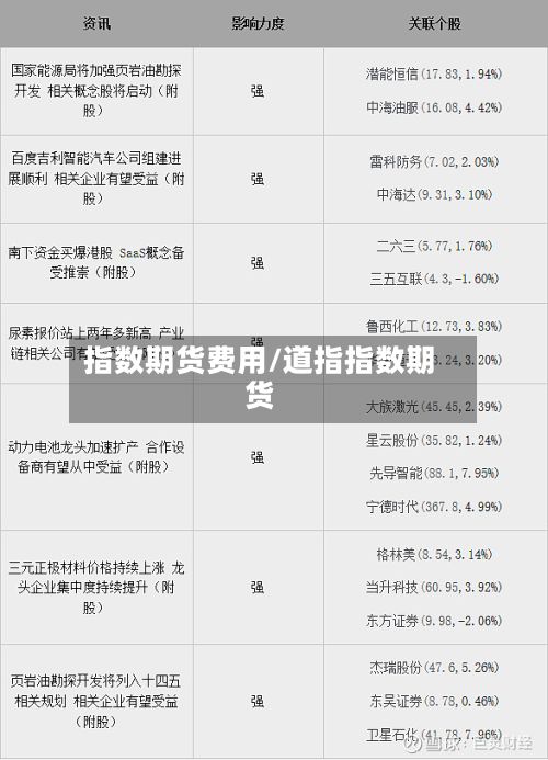 指数期货费用/道指指数期货