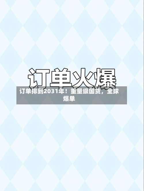 订单排到2031年！重量级国货，全球爆单-第2张图片