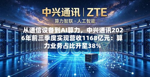 从通信设备到AI算力	，中兴通讯2026年前三季度实现营收1168亿元：算力业务占比升至38%-第1张图片