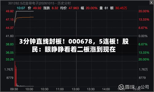 3分钟直线封板！000678	，5连板！股民：眼睁睁看着二板涨到现在-第1张图片