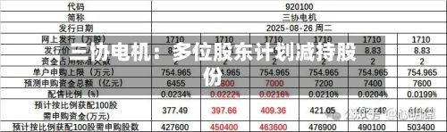 三协电机：多位股东计划减持股份-第1张图片