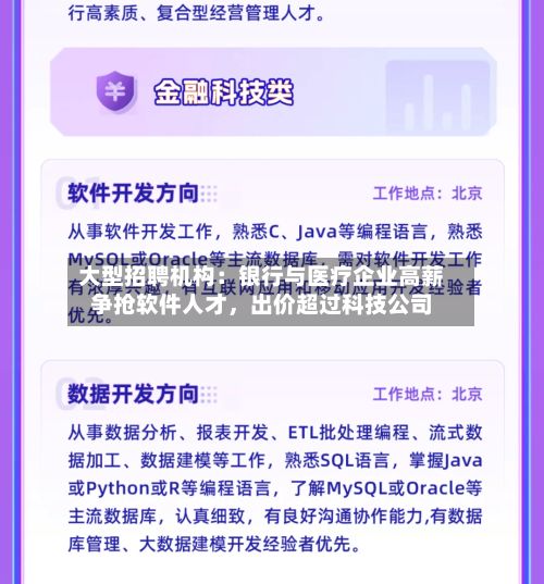 大型招聘机构：银行与医疗企业高薪争抢软件人才，出价超过科技公司-第3张图片