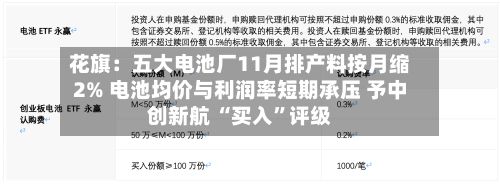 花旗：五大电池厂11月排产料按月缩2% 电池均价与利润率短期承压 予中创新航 “买入”评级-第3张图片