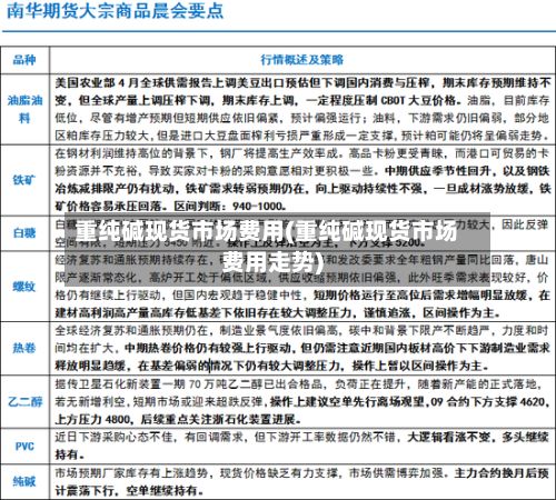 重纯碱现货市场费用(重纯碱现货市场费用走势)